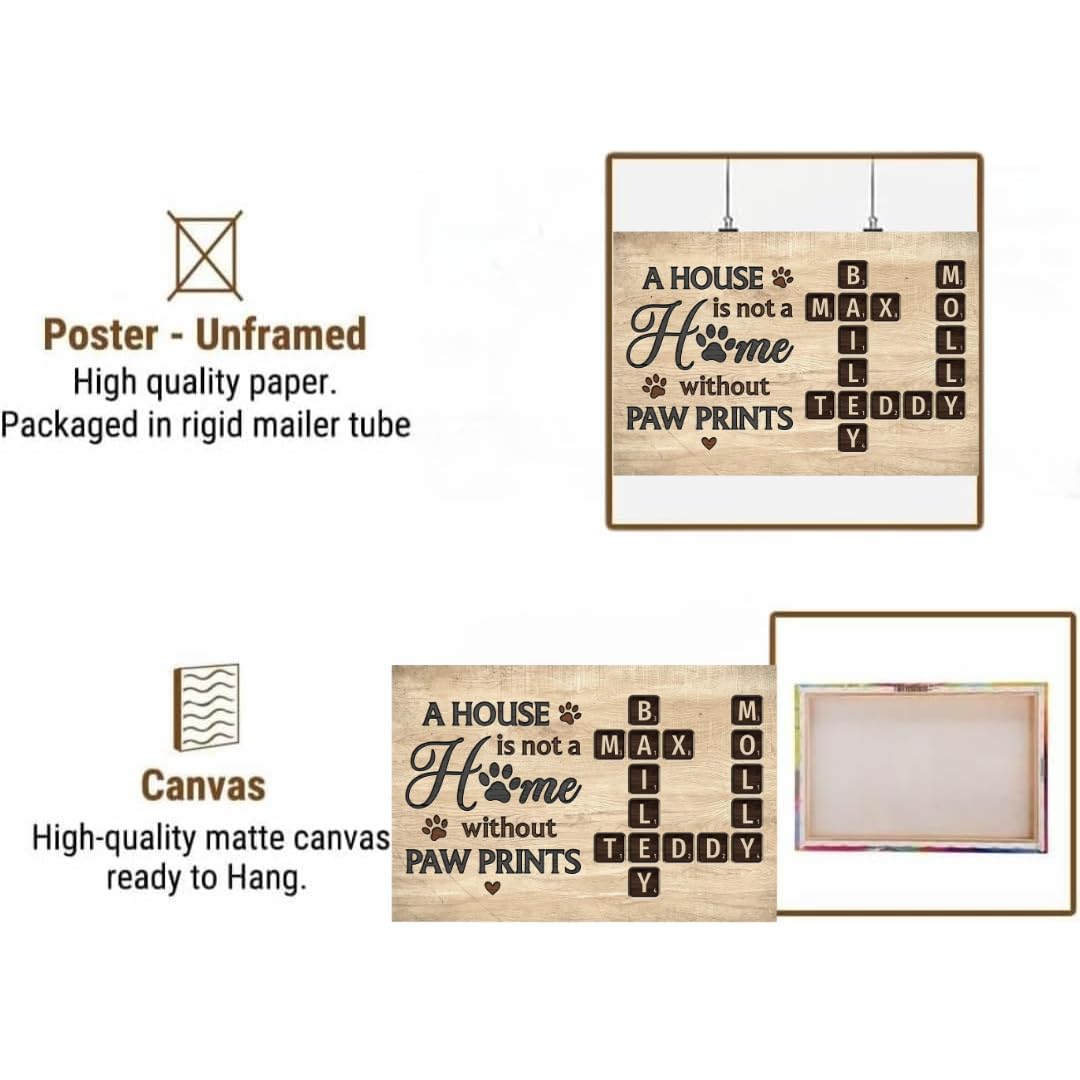 Pet Lover Home Decor Home With Paw Prints Crossword Puzzle Art Personalized Poster, Custom A House Is Not A Home Without Paw Prints Crossword Poster TD0039