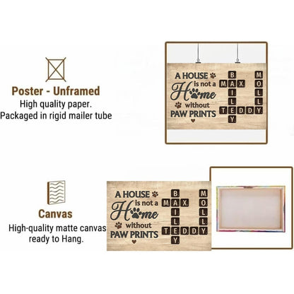 Pet Lover Home Decor Home With Paw Prints Crossword Puzzle Art Personalized Poster, Custom A House Is Not A Home Without Paw Prints Crossword Poster TD0039