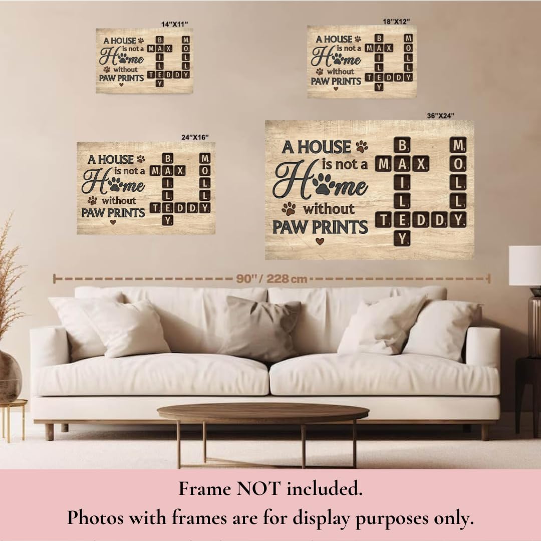 Pet Lover Home Decor Home With Paw Prints Crossword Puzzle Art Personalized Poster, Custom A House Is Not A Home Without Paw Prints Crossword Poster TD0039