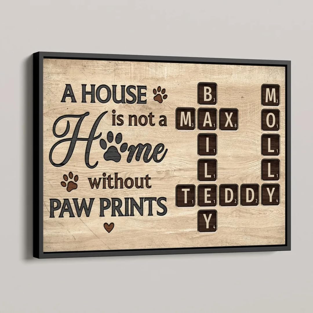 Pet Lover Home Decor Home With Paw Prints Crossword Puzzle Art Personalized Poster, Custom A House Is Not A Home Without Paw Prints Crossword Poster TD0039
