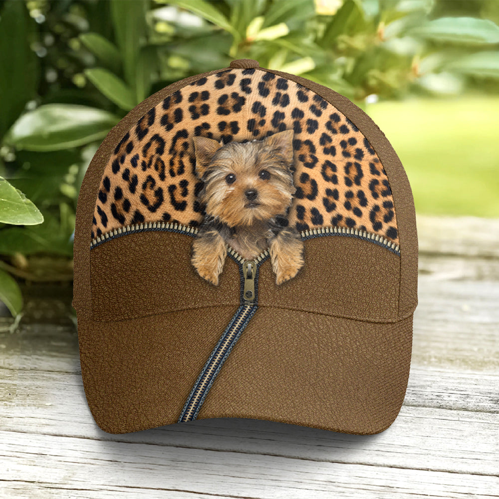 Yorkshire Dog Leopard Leather Style Baseball Cap Lasfour CO0700