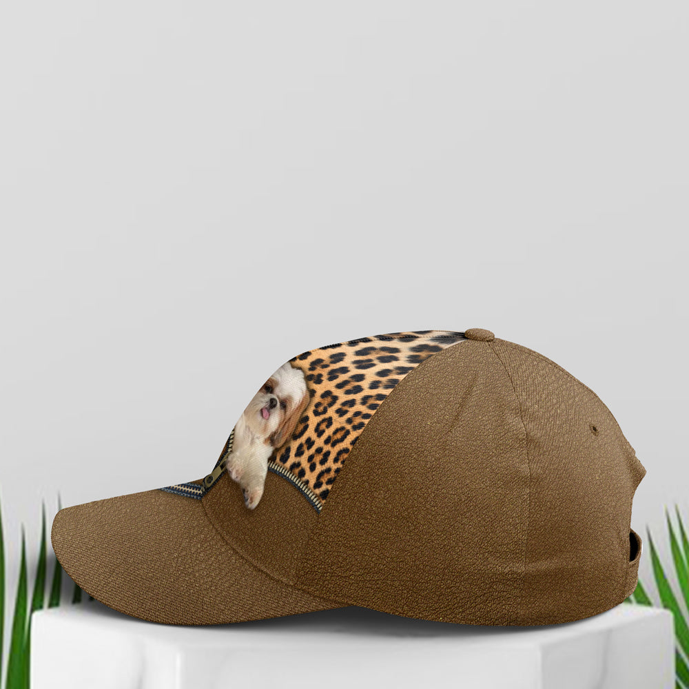 Shih Tzu Dog Leopard Leather Style Baseball Cap Lasfour CO0821