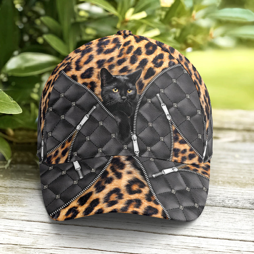 Cat Leopard Pattern Leather Style Baseball Cap Lasfour CO0937