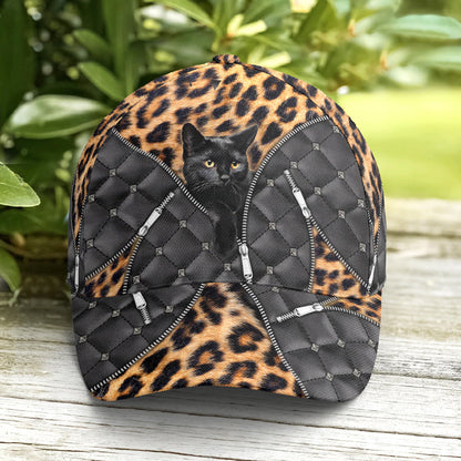Cat Leopard Pattern Leather Style Baseball Cap Lasfour CO0937