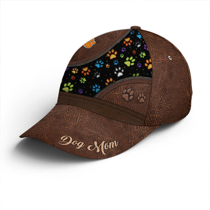 Dog Mom Dog Pawn Printed Leather Style Baseball Cap Lasfour CO0812