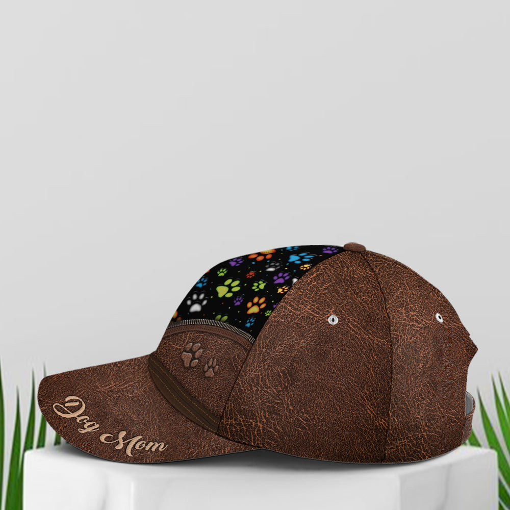 Dog Mom Dog Pawn Printed Leather Style Baseball Cap Lasfour CO0812