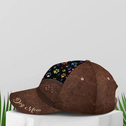 Dog Mom Dog Pawn Printed Leather Style Baseball Cap Lasfour CO0812