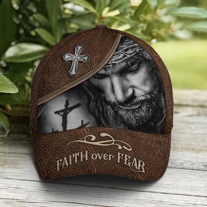 Classic Leather Style Faith Over Fear Baseball Cap Lasfour CO0968