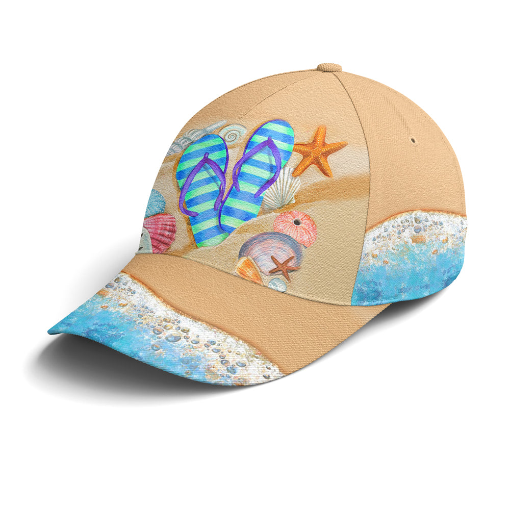 Flip Flop Beach Vector Art Baseball Cap Lasfour CO0790