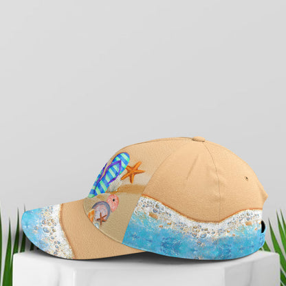 Flip Flop Beach Vector Art Baseball Cap Lasfour CO0790