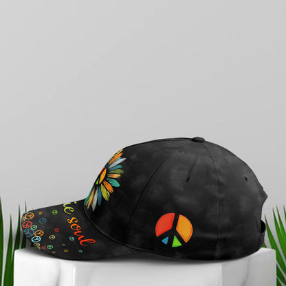 Hippie Soul Sunflower Black Baseball Cap Lasfour CO0691