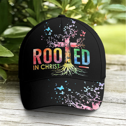 Rooted In Christ Black Baseball Cap Lasfour CO0859