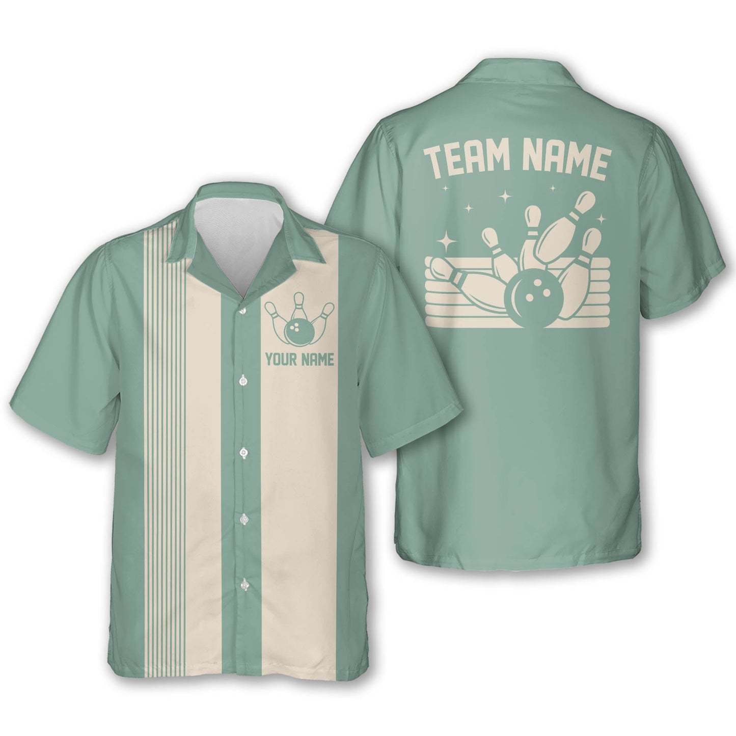 Custom Navy Blue Vintage Bowling Hawaiian Shirt For Men, Custom Vintage Bowling Team Shirts BE0012