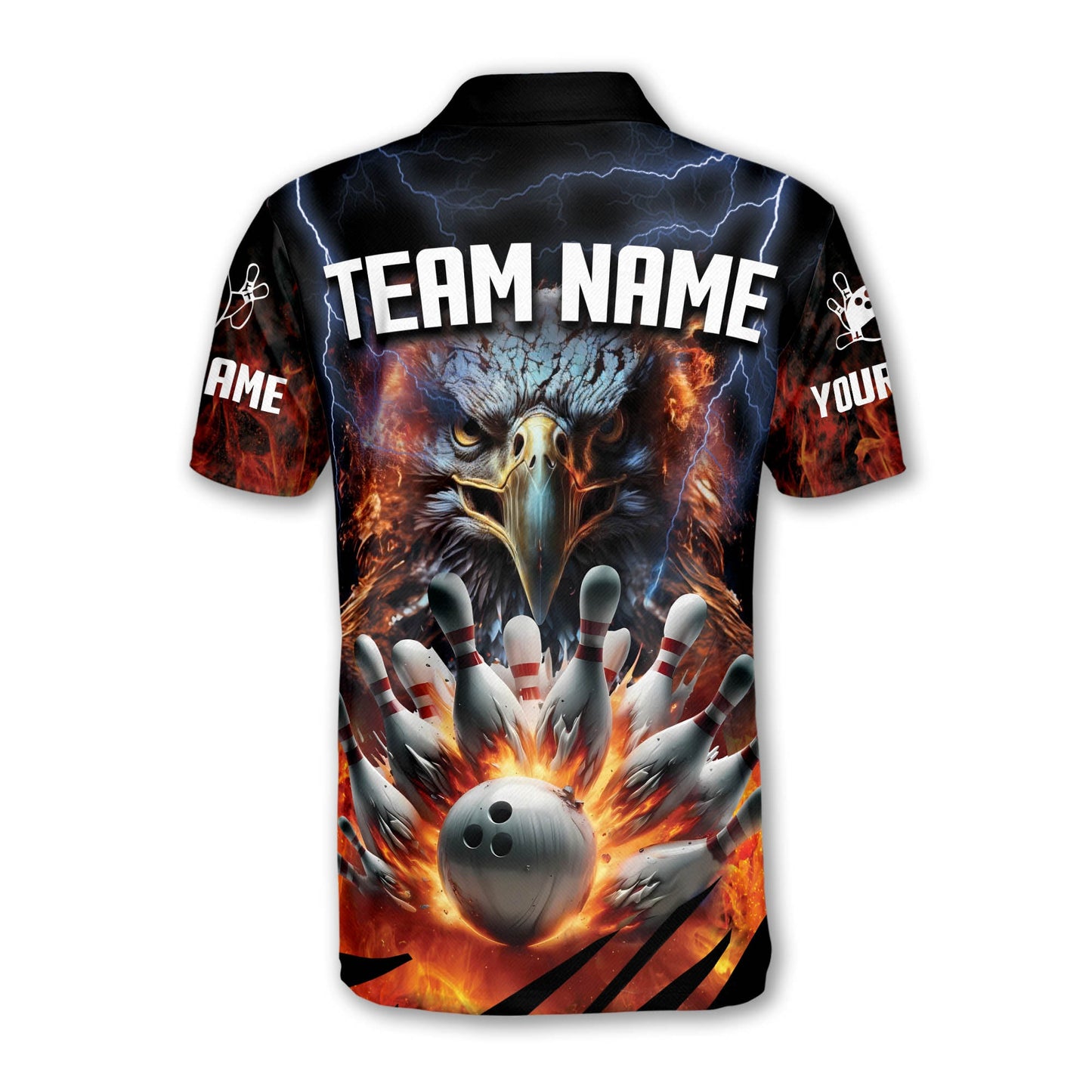 Custom Flame Eagles Bowling Polo Shirt For Men, Custom Eagles Bowling Team Shirts BE0029
