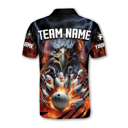 Custom Flame Eagles Bowling Polo Shirt For Men, Custom Eagles Bowling Team Shirts BE0029