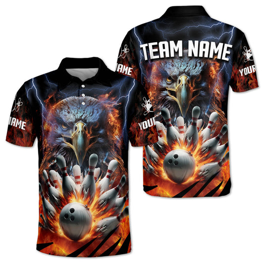 Custom Flame Eagles Bowling Polo Shirt For Men, Custom Eagles Bowling Team Shirts BE0029