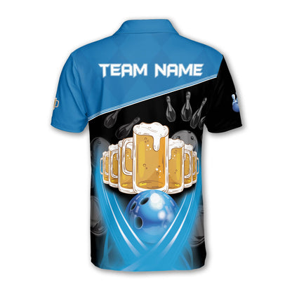 Beer Custom Team Bowling Polo Shirt For Men, Custom Beer Bowling Shirt BE0034
