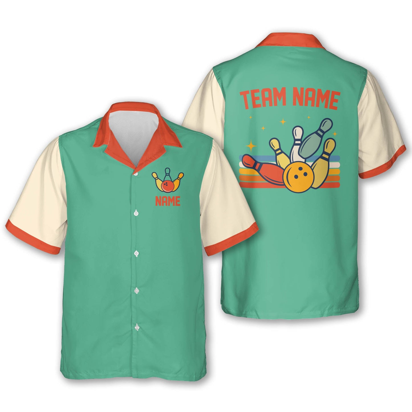 Custom Blue Retro Bowling Hawaiian Shirt For Men, Custom Retro Bowling Team Shirts BE0038