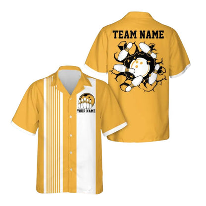 Custom Mens Pink Retro Bowling Team Shirts, Custom Retro Bowling Shirts BE0075