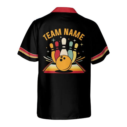 Custom Retro Black Bowling Hawaiian Shirt For Men, Custom Retro Bowling Team Shirts BE0078