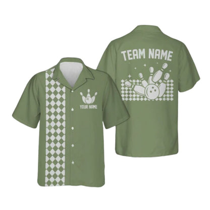 Custom Blue Retro Hawaiian Bowling Shirts For Men, Custom Retro Bowling Team Shirts BE0088