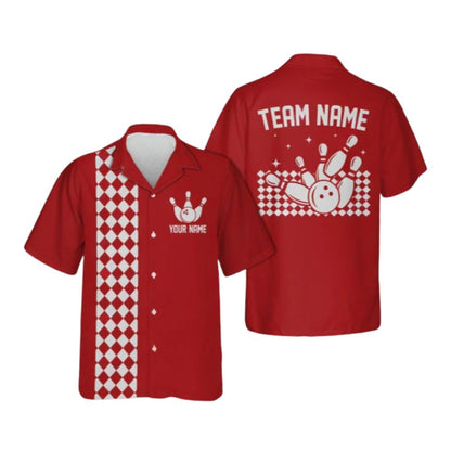 Custom Blue Retro Hawaiian Bowling Shirts For Men, Custom Retro Bowling Team Shirts BE0088