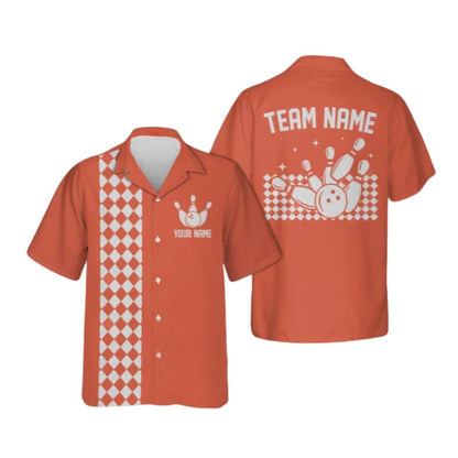 Custom Blue Retro Hawaiian Bowling Shirts For Men, Custom Retro Bowling Team Shirts BE0088