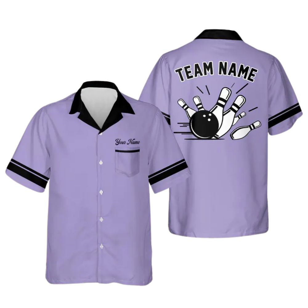 Custom Light Blue Hawaiian Bowling Team Shirts For Men And Women, Custom Bowling Team Shirts BE0089