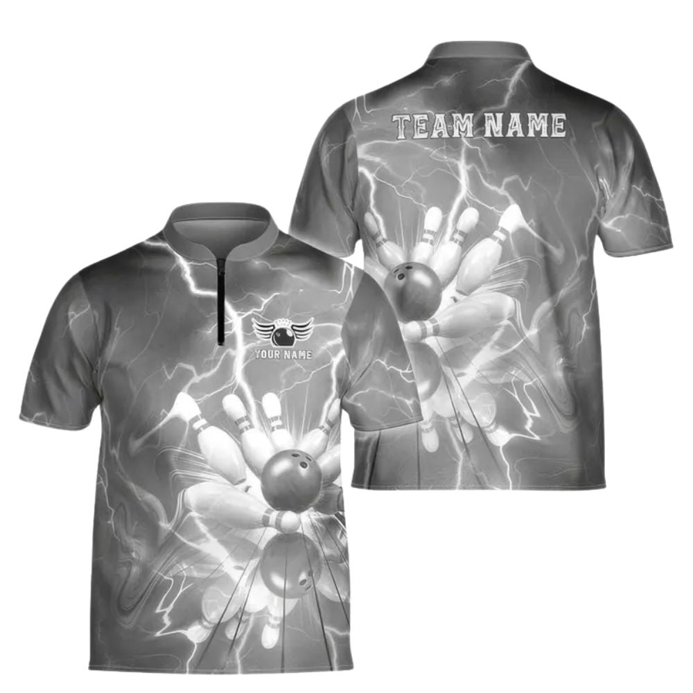 Custom Mens Thunder Blue Bowling Jerseys Shirt, Custom Thunder Bowling Team Shirts BE0090