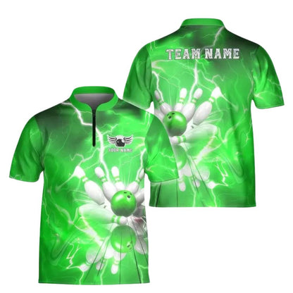 Custom Mens Thunder Blue Bowling Jerseys Shirt, Custom Thunder Bowling Team Shirts BE0090