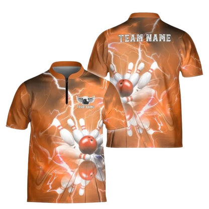 Custom Mens Thunder Blue Bowling Jerseys Shirt, Custom Thunder Bowling Team Shirts BE0090