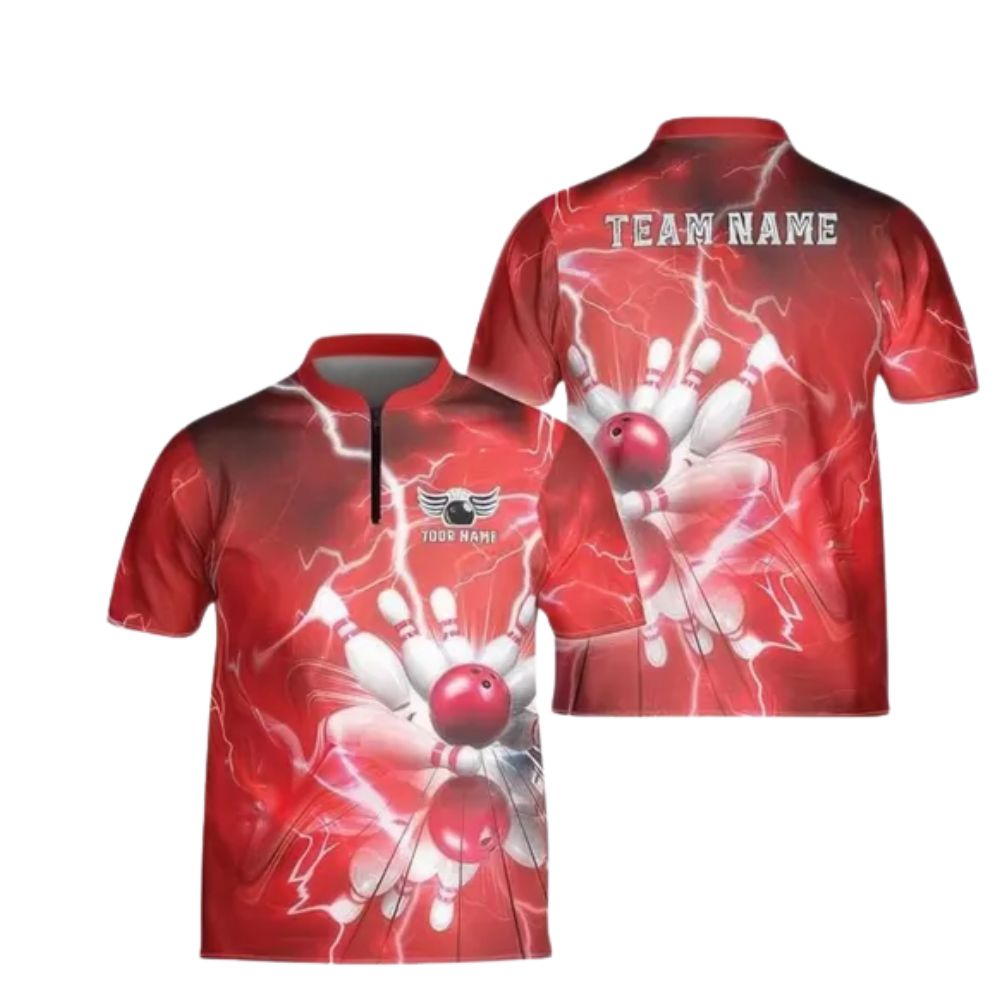 Custom Mens Thunder Blue Bowling Jerseys Shirt, Custom Thunder Bowling Team Shirts BE0090
