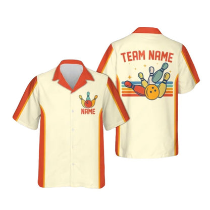 Custom Orange Hawaiian Bowling Team Shirts For Men And Women, Custom Bowling Shirts BE0091