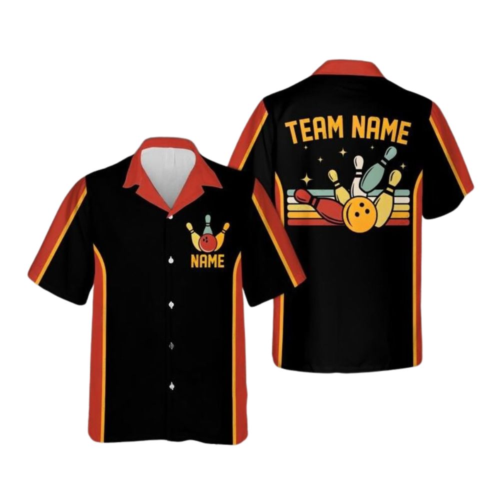 Custom Orange Hawaiian Bowling Team Shirts For Men And Women, Custom Bowling Shirts BE0091