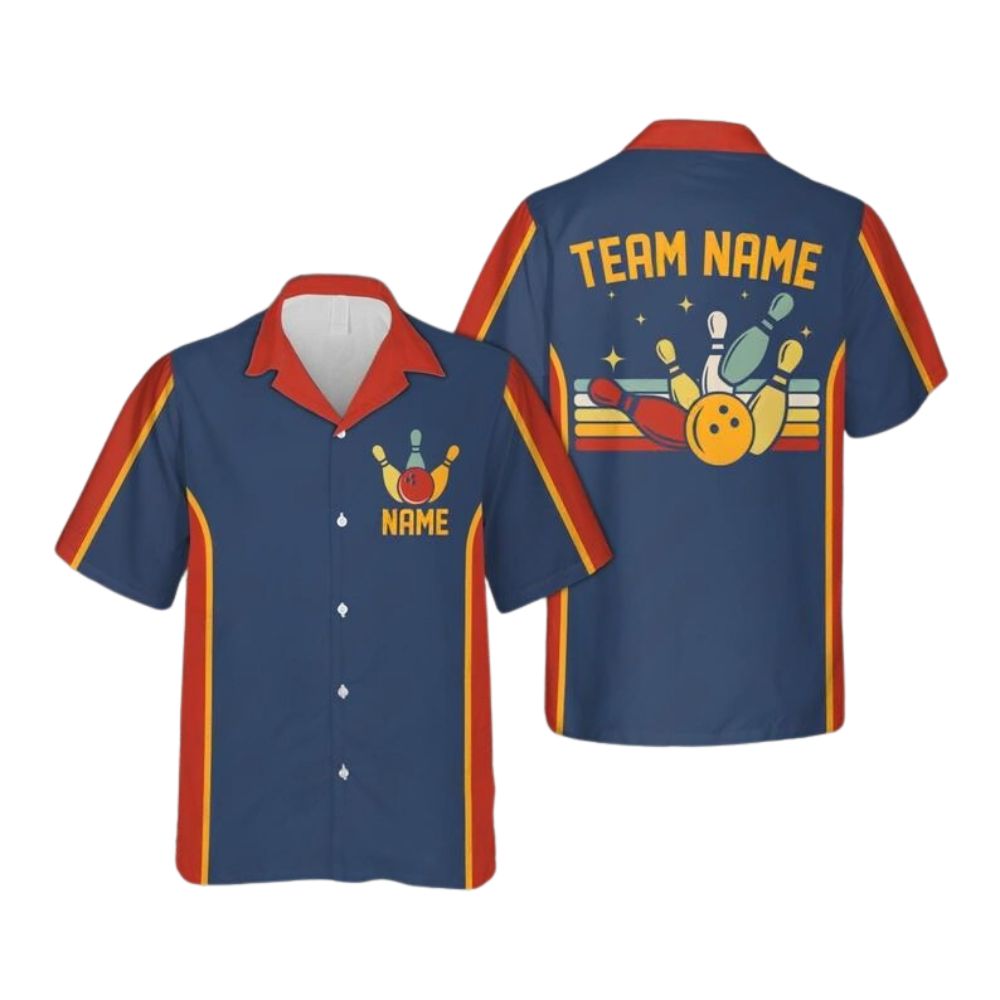 Custom Orange Hawaiian Bowling Team Shirts For Men And Women, Custom Bowling Shirts BE0091