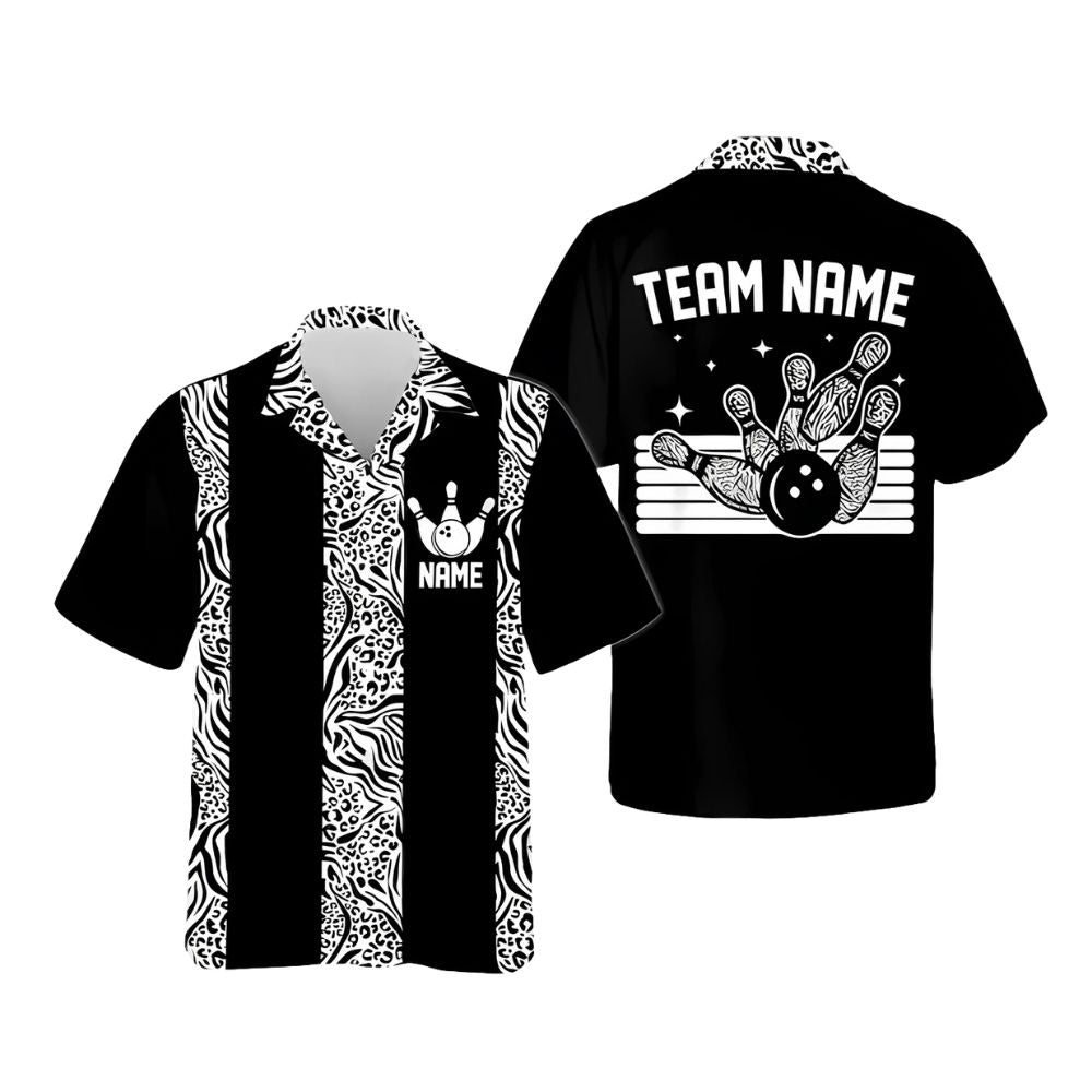 Custom Leopard Hawaiian Bowling Team  Shirt For Men Women, Custom Leopard Bowling Shirt BE0092