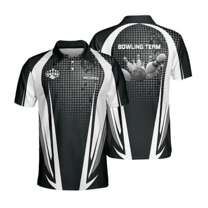 Custom Team Blue And White Bowling Polo Shirts For Men, Custom Bowling Team Shirts BE0093