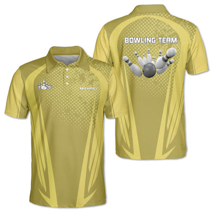 Custom Team Blue And White Bowling Polo Shirts For Men, Custom Bowling Team Shirts BE0093
