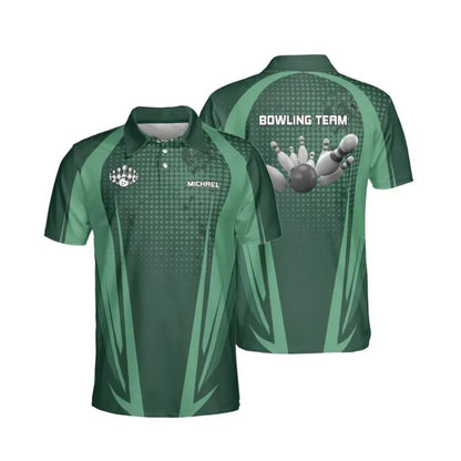 Custom Team Blue And White Bowling Polo Shirts For Men, Custom Bowling Team Shirts BE0093