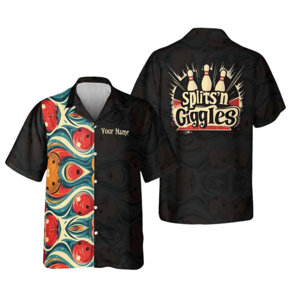 Custom Splits 'N Giggles Bowling Hawaiian Shirt For Men Women, Custom Funny Bowling Shirts BE0099
