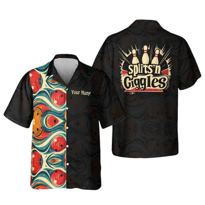 Custom Splits 'N Giggles Bowling Hawaiian Shirt For Men Women, Custom Funny Bowling Shirts BE0099