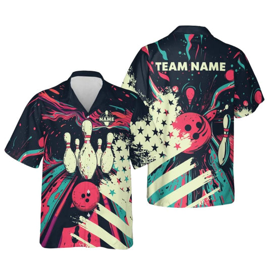 Custom Colorful Hawaiian Bowling Team Shirts For Men Women, Custom Bowling Team Shirts BE0101