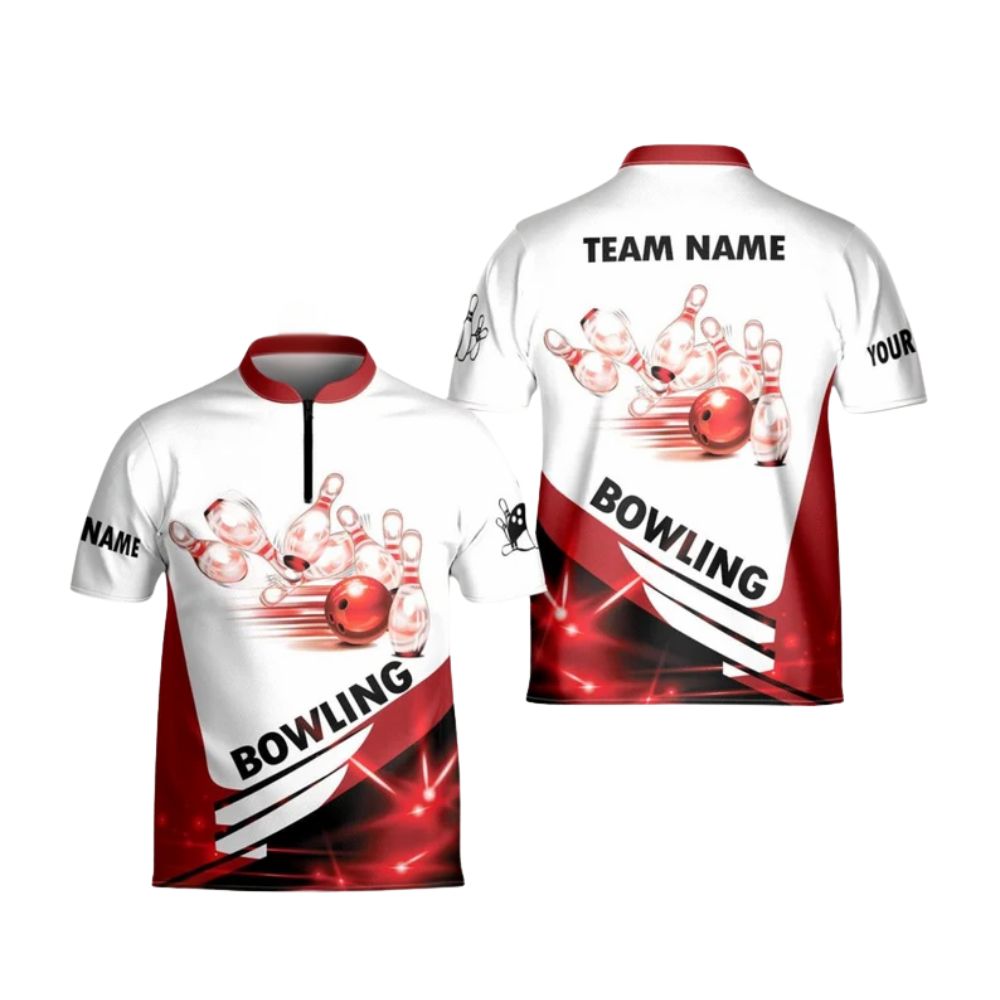 Custom Team White And Orange Mens Bowling Jerseys, Custom Bowling Shirts BE0102