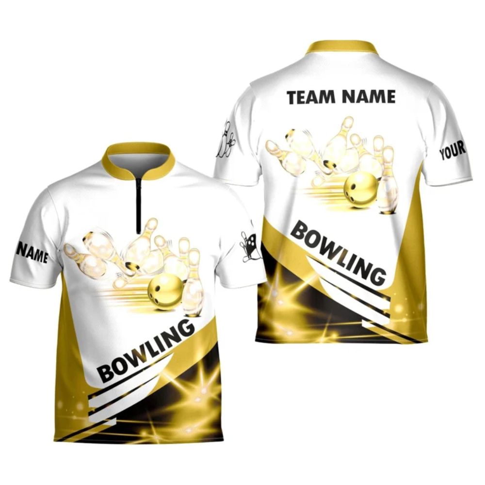 Custom Team White And Orange Mens Bowling Jerseys, Custom Bowling Shirts BE0102