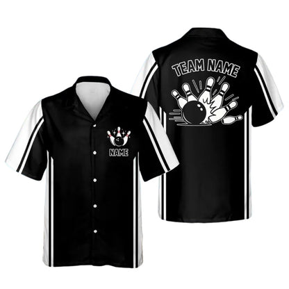 Custom White And Green Retro Bowling Hawaiian Shirt Men Women, Custom Bowling Team Shirts BE0107