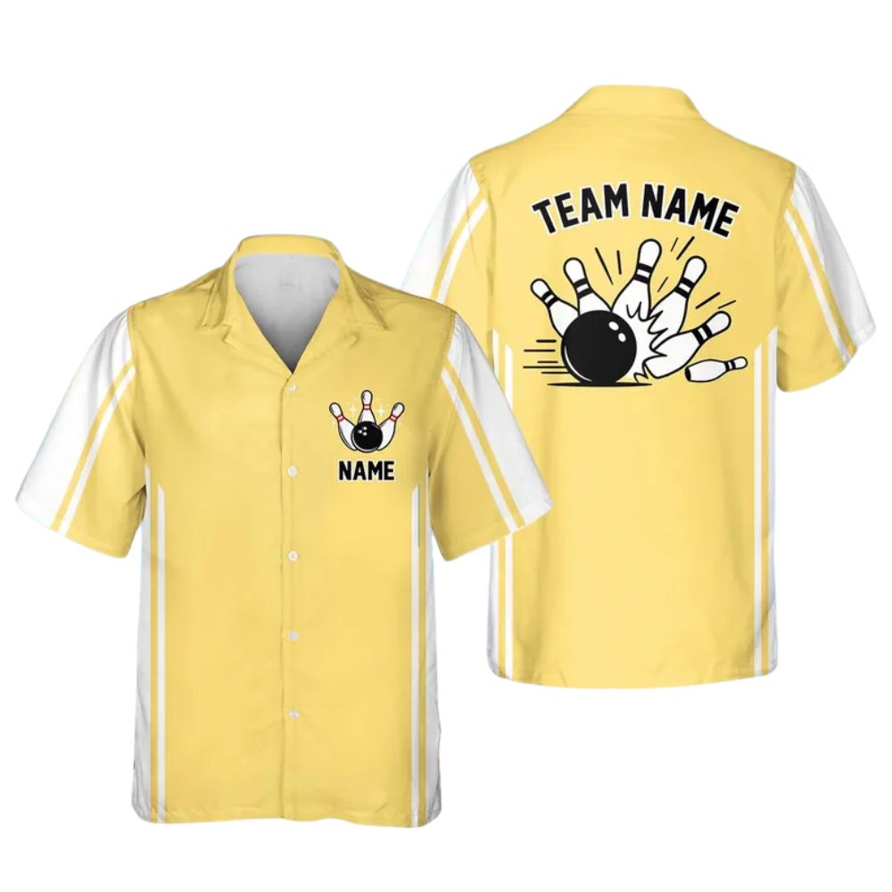 Custom White And Green Retro Bowling Hawaiian Shirt Men Women, Custom Bowling Team Shirts BE0107