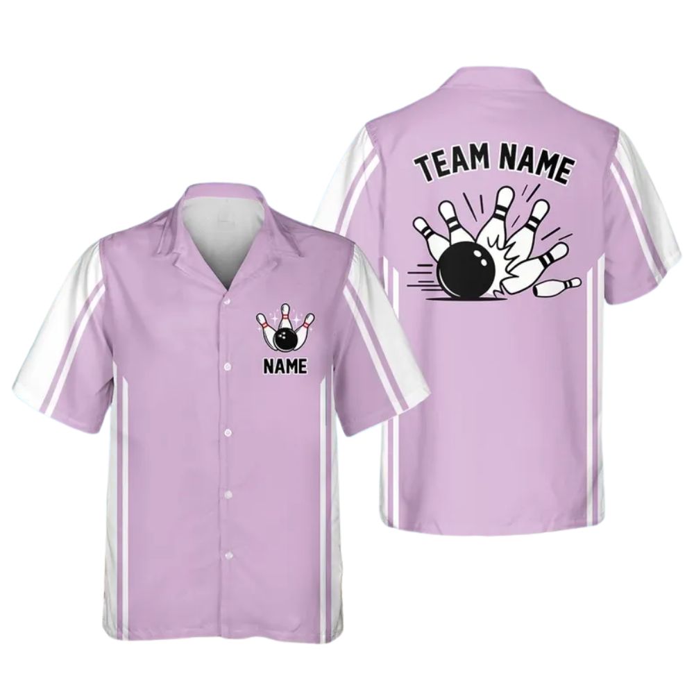 Custom White And Green Retro Bowling Hawaiian Shirt Men Women, Custom Bowling Team Shirts BE0107