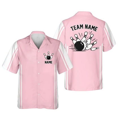 Custom White And Green Retro Bowling Hawaiian Shirt Men Women, Custom Bowling Team Shirts BE0107