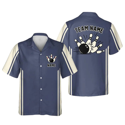 Custom Vintage Bowling Hawaiian Shirts For Mens, Custom Bowling Team Shirts BE0112