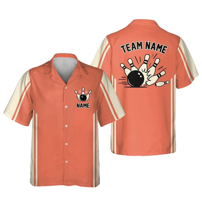Custom Vintage Bowling Hawaiian Shirts For Mens, Custom Bowling Team Shirts BE0112